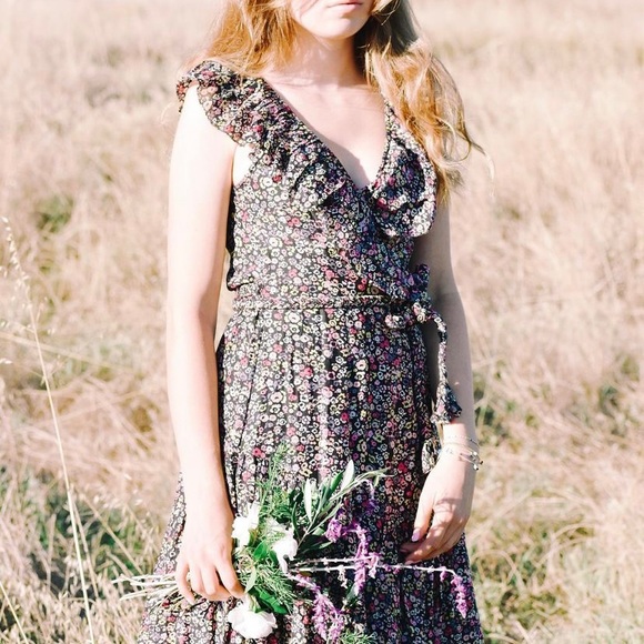 Apiece apart floral midi wrap dress - Picture 8 of 9